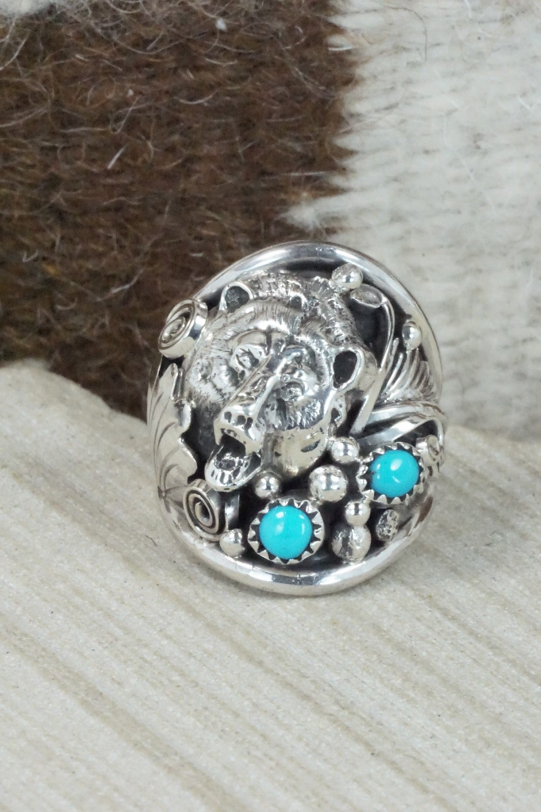 Turquoise & Sterling Silver Ring - Jeannette Saunders - Size 11