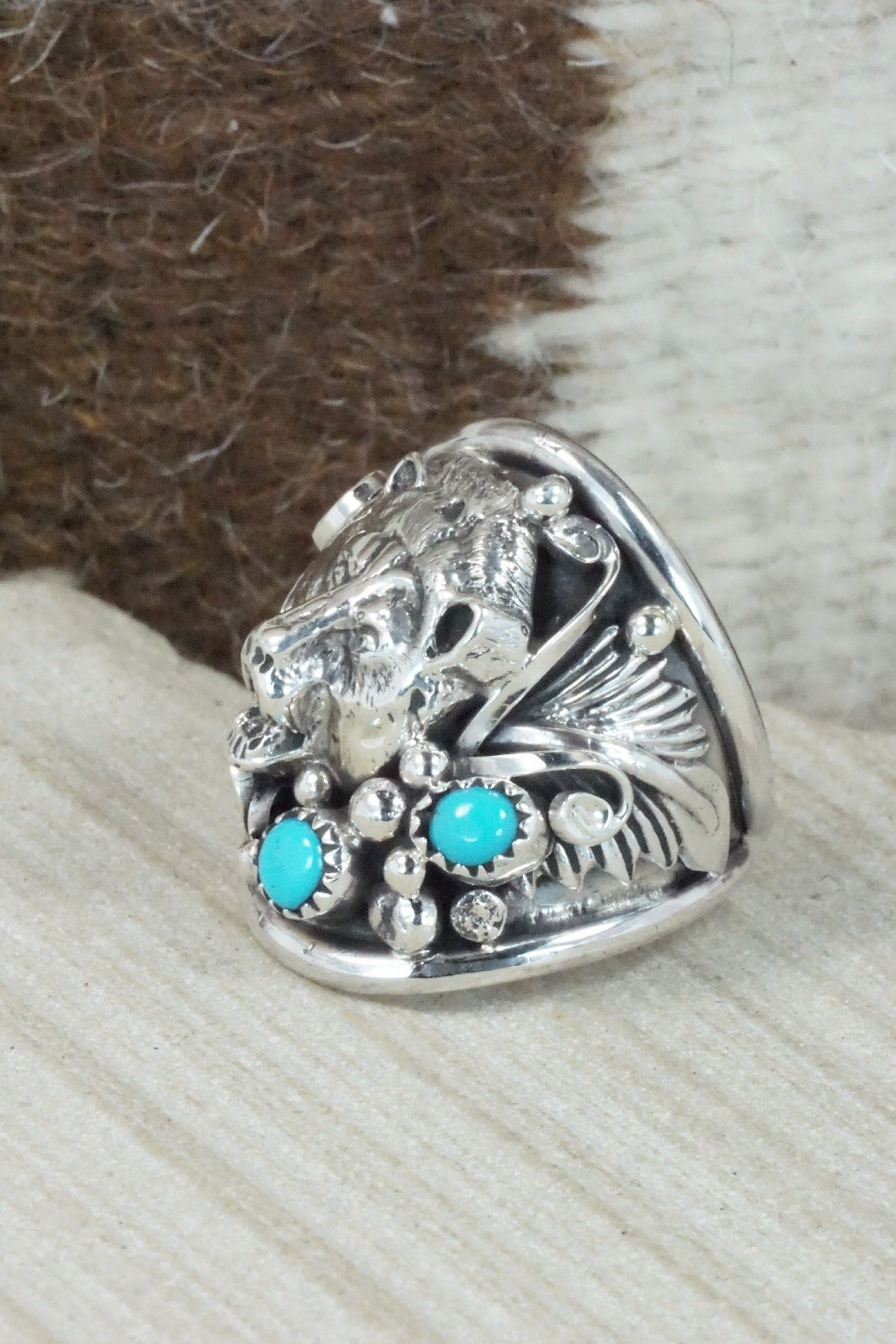 Turquoise & Sterling Silver Ring - Jeannette Saunders - Size 11
