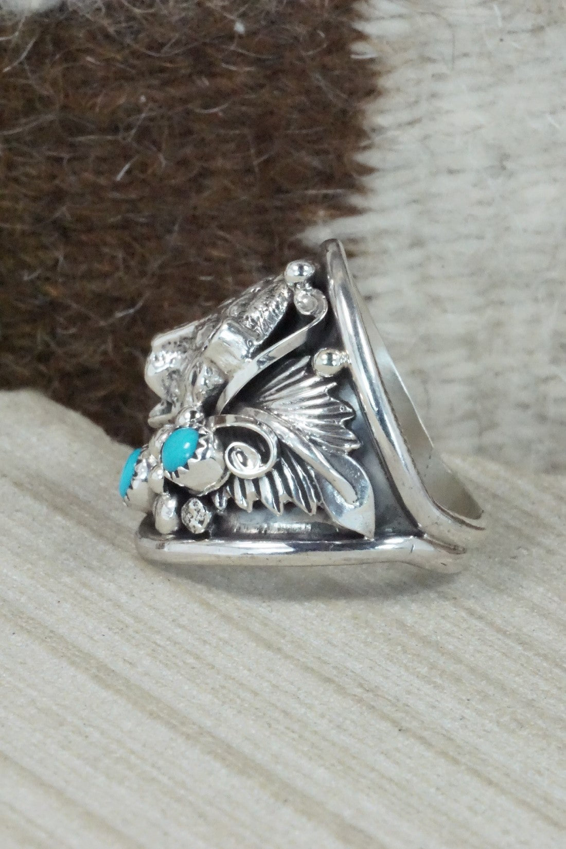 Turquoise & Sterling Silver Ring - Jeannette Saunders - Size 11