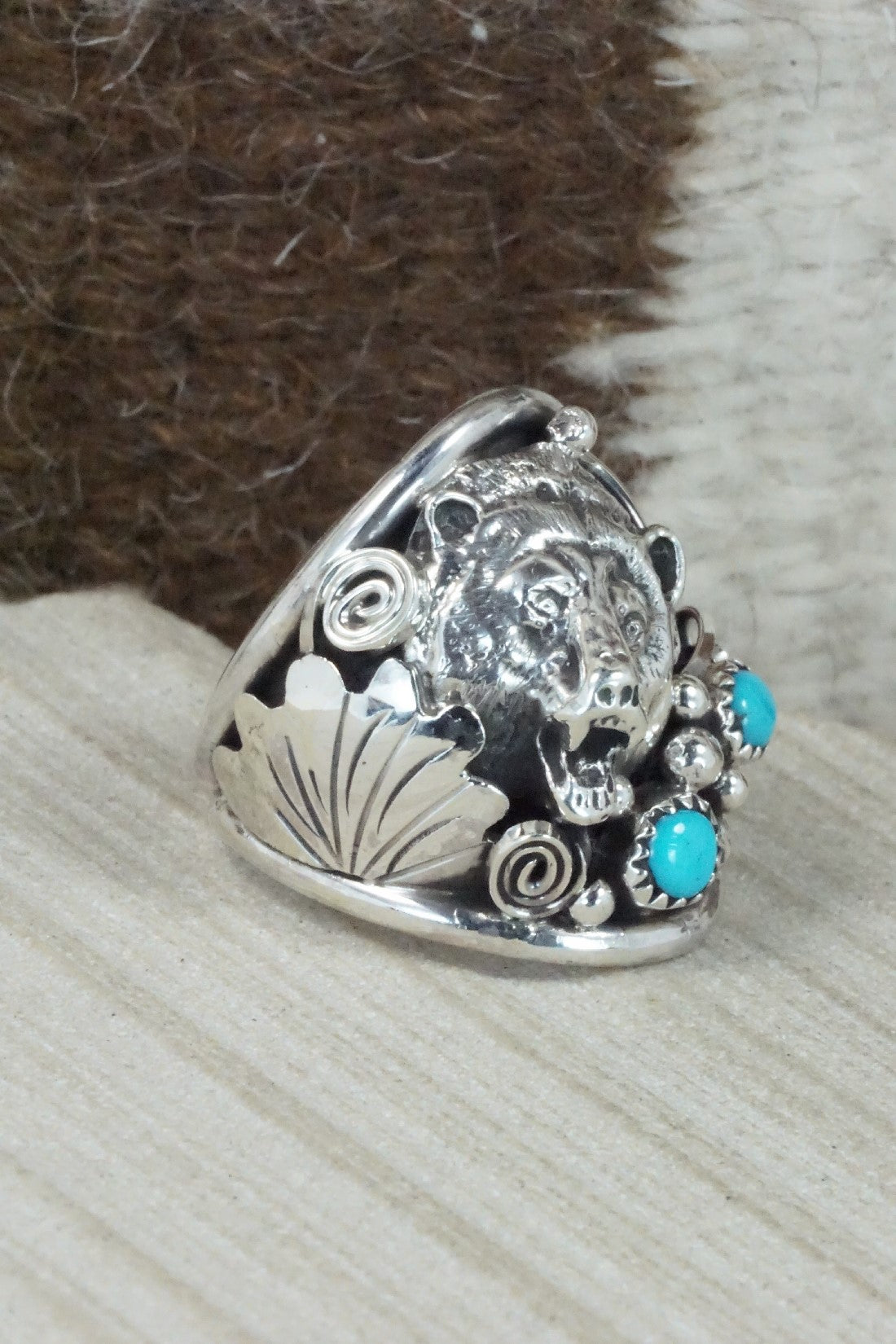Turquoise & Sterling Silver Ring - Jeannette Saunders - Size 11