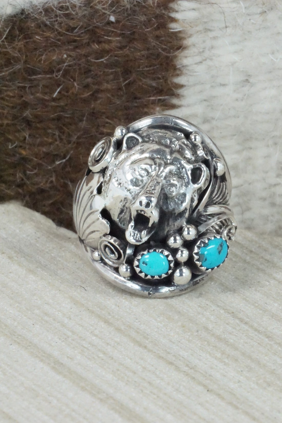 Turquoise & Sterling Silver Ring - Jeannette Saunders - Size 10.5