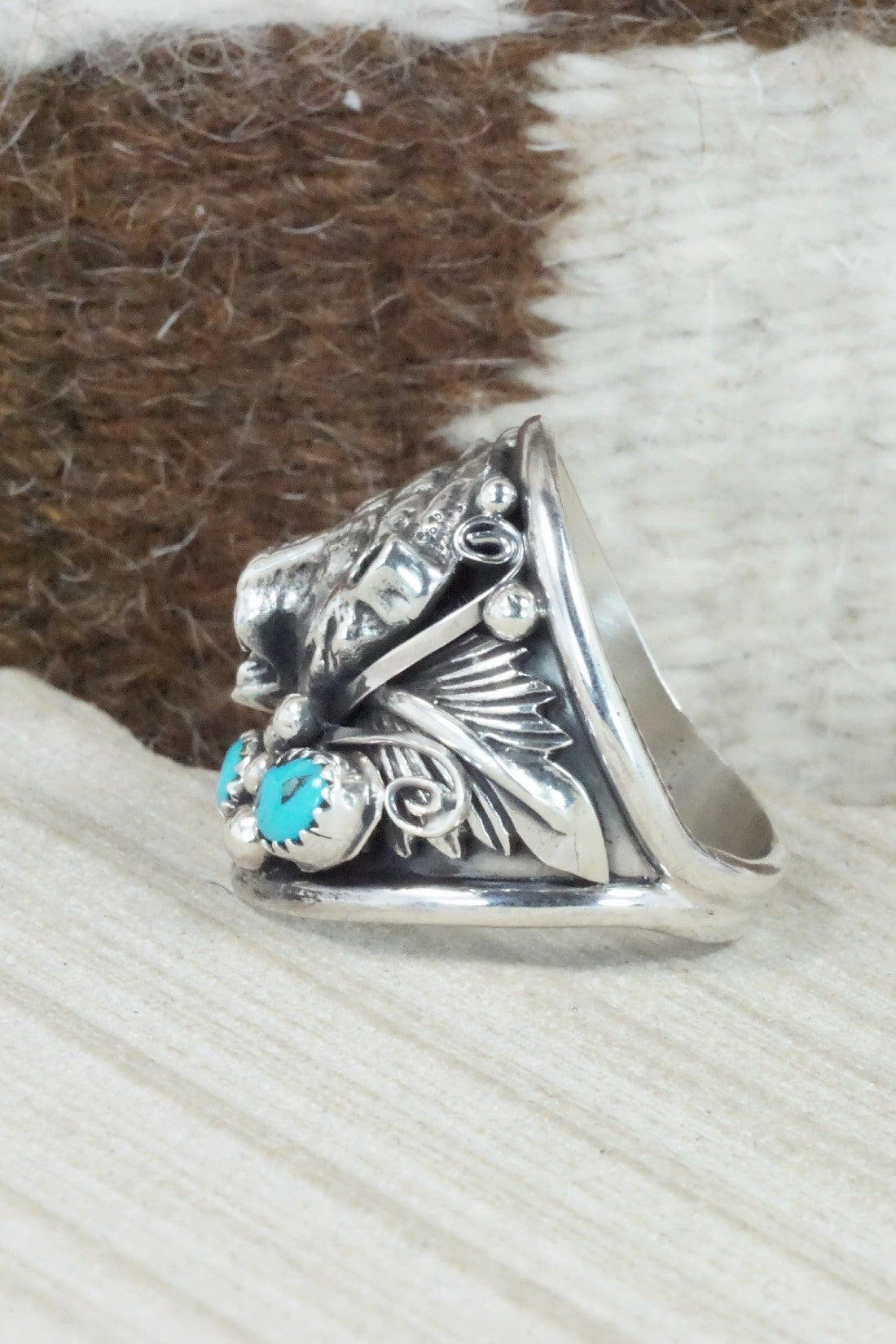 Turquoise & Sterling Silver Ring - Jeannette Saunders - Size 10.5
