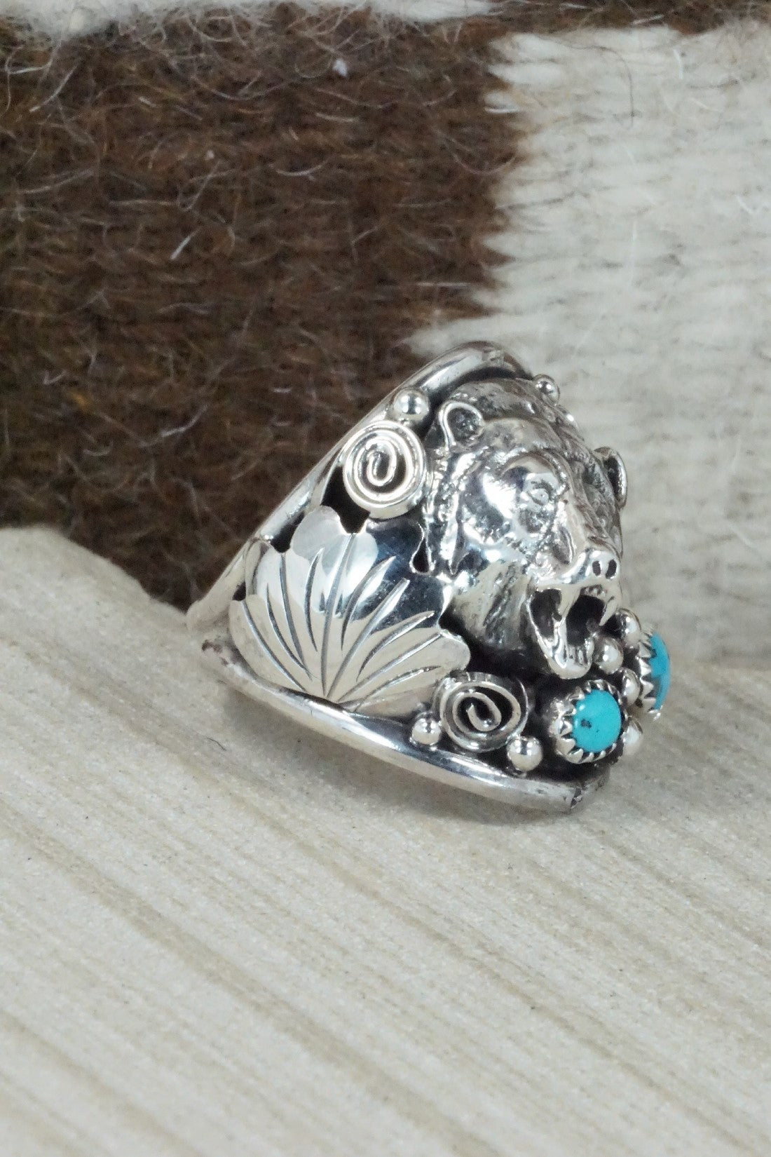 Turquoise & Sterling Silver Ring - Jeannette Saunders - Size 10.5