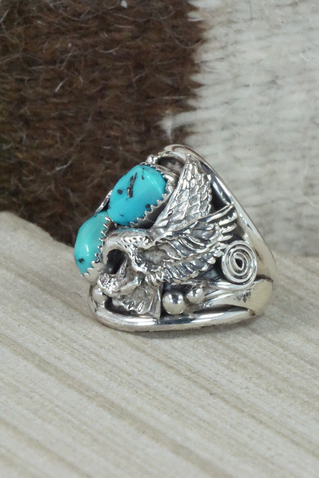 Turquoise & Sterling Silver Ring - Jeannette Saunders - Size 11.5