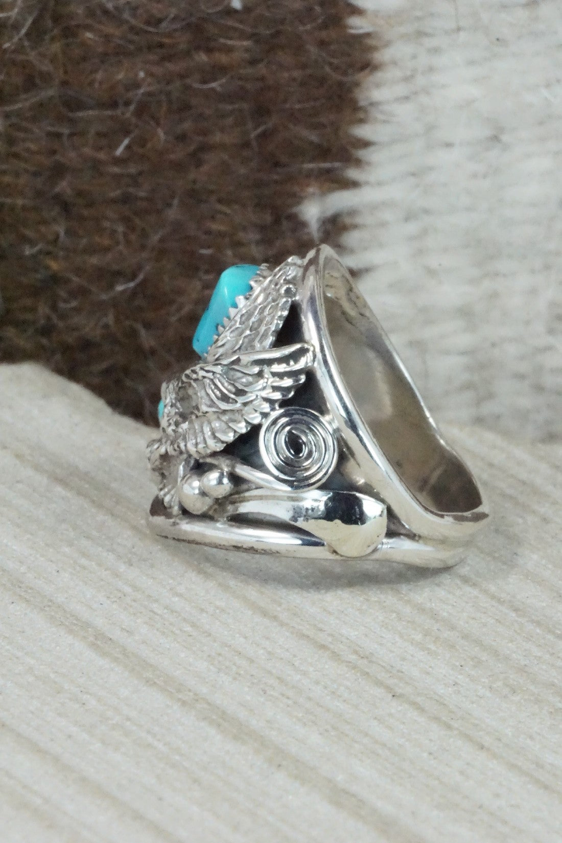 Turquoise & Sterling Silver Ring - Jeannette Saunders - Size 11.5
