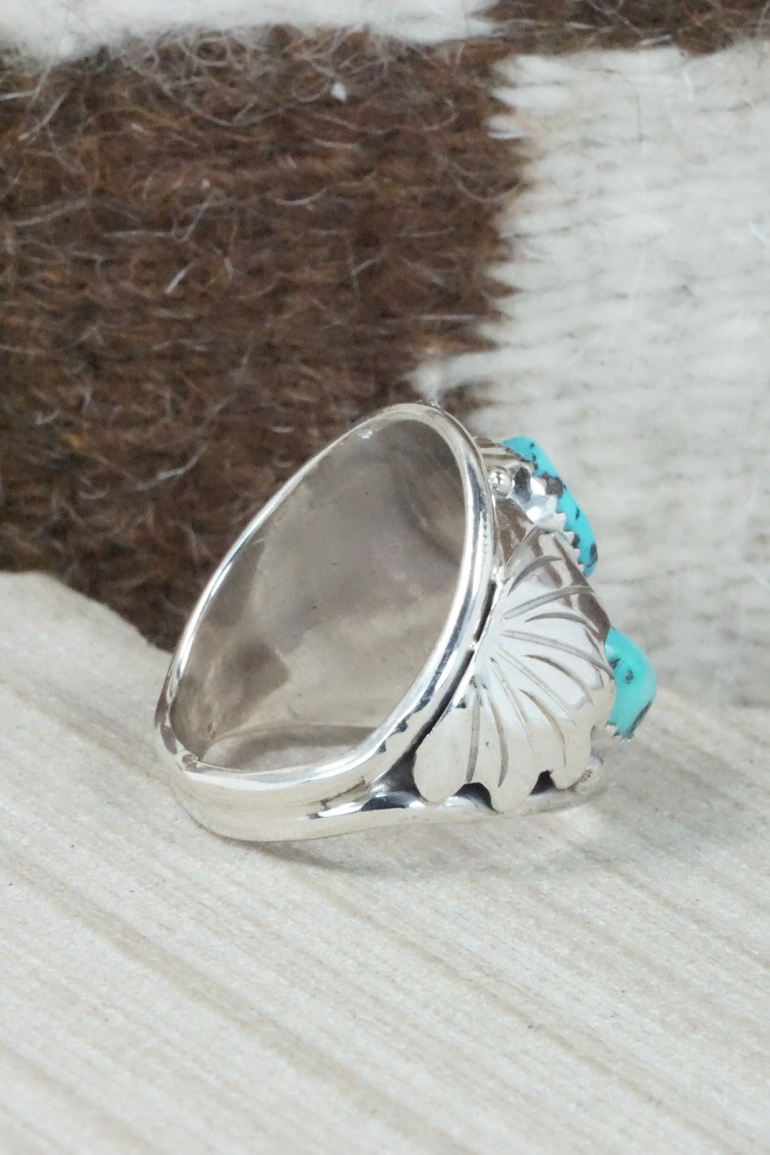 Turquoise & Sterling Silver Ring - Jeannette Saunders - Size 11.5