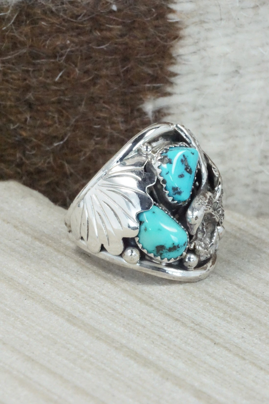 Turquoise & Sterling Silver Ring - Jeannette Saunders - Size 11.5