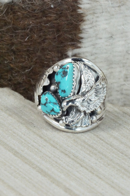Turquoise & Sterling Silver Ring - Jeannette Saunders - Size 11.75