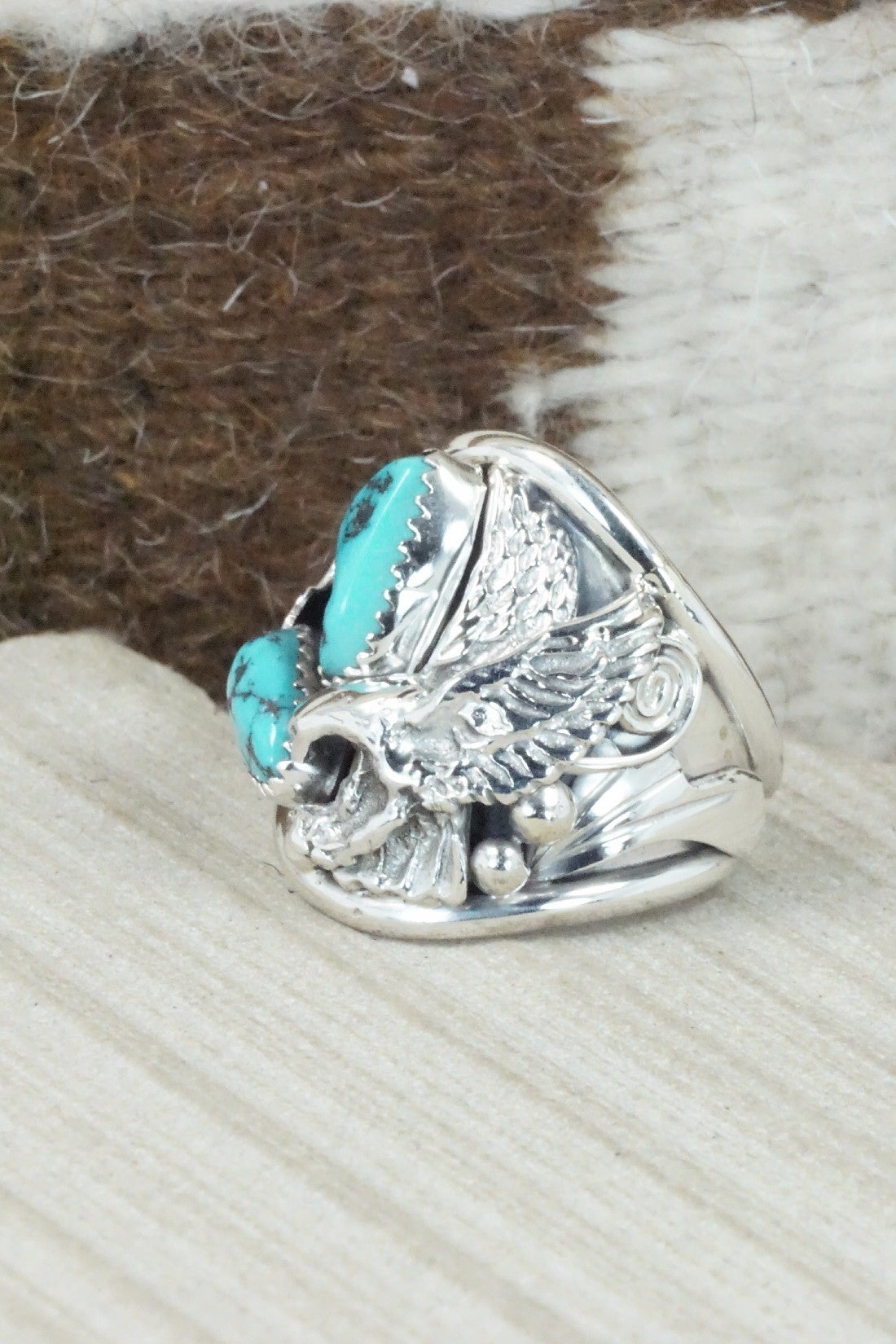 Turquoise & Sterling Silver Ring - Jeannette Saunders - Size 11.75
