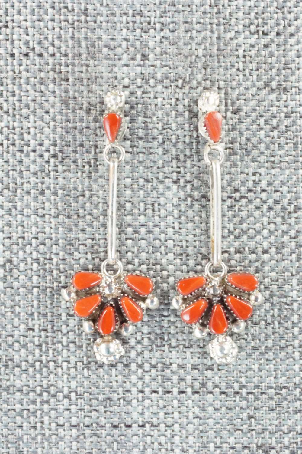 Coral & Sterling Silver Necklace and Earrings Set - Florine Beyuka