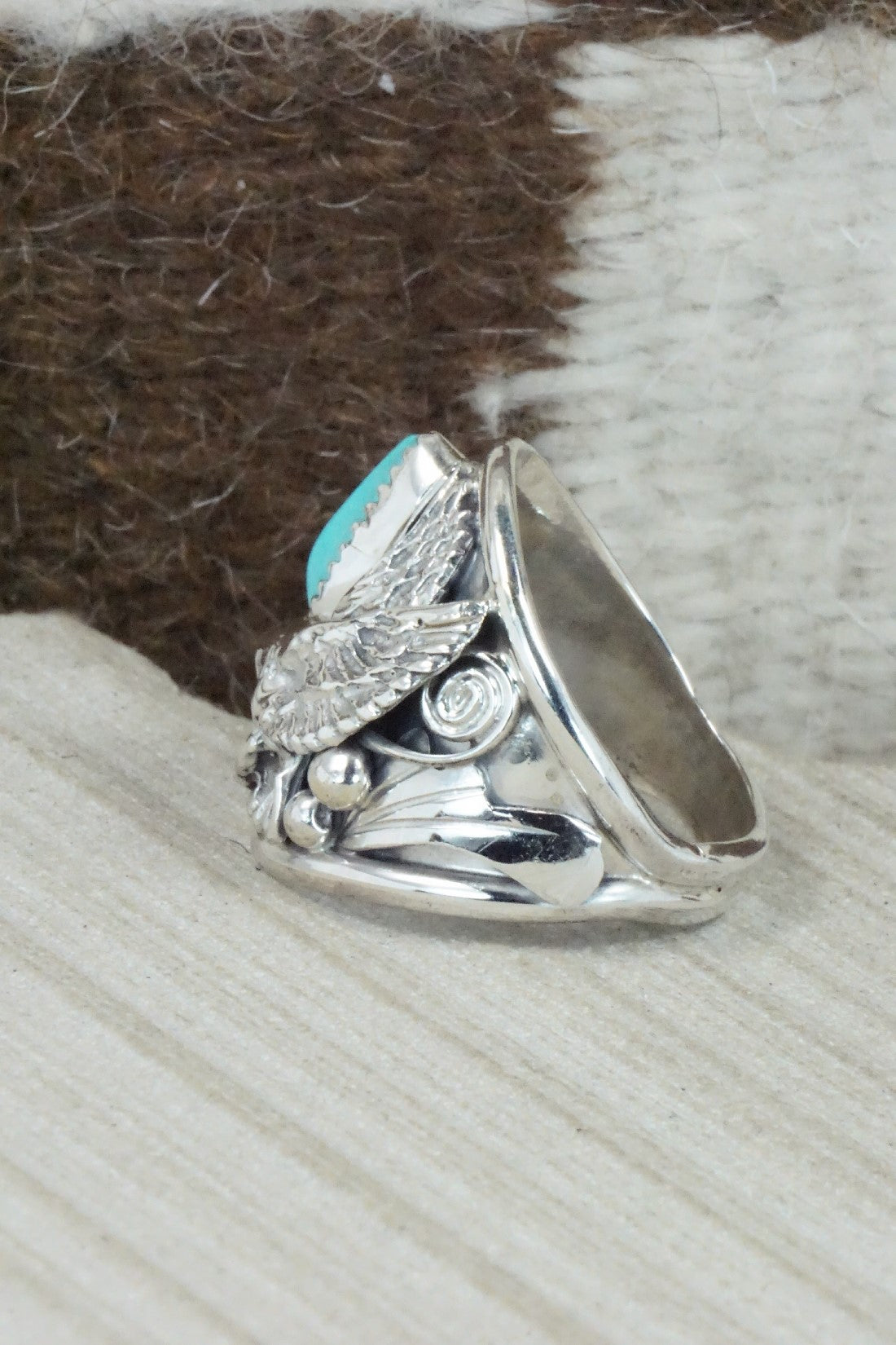 Turquoise & Sterling Silver Ring - Jeannette Saunders - Size 11.75