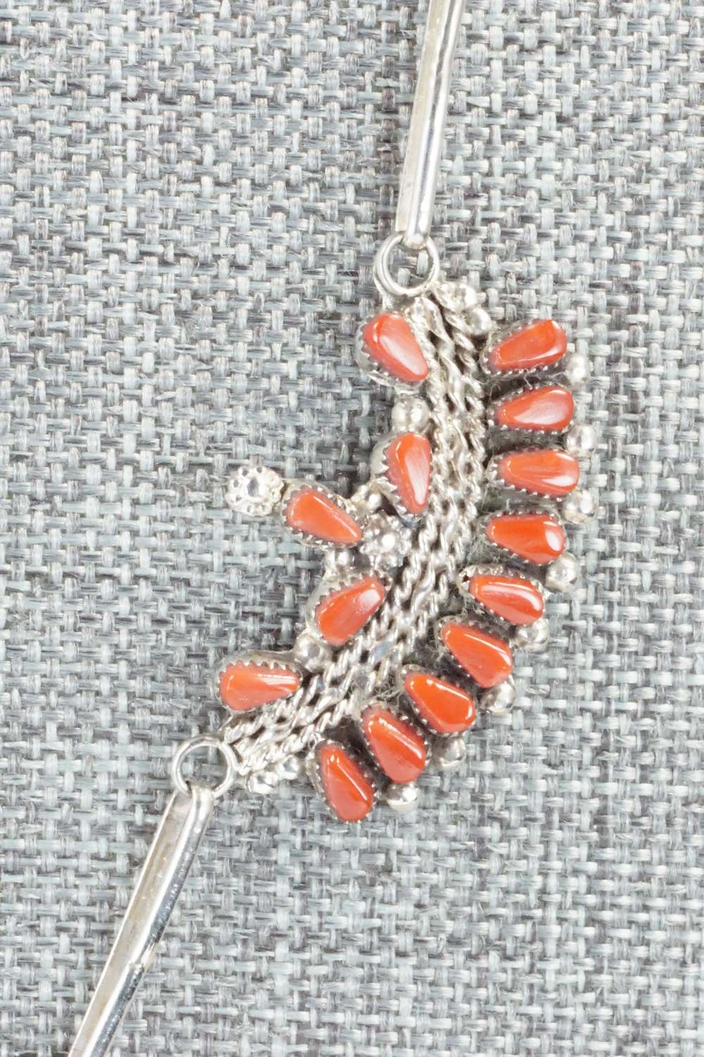 Coral & Sterling Silver Necklace and Earrings Set - Florine Beyuka