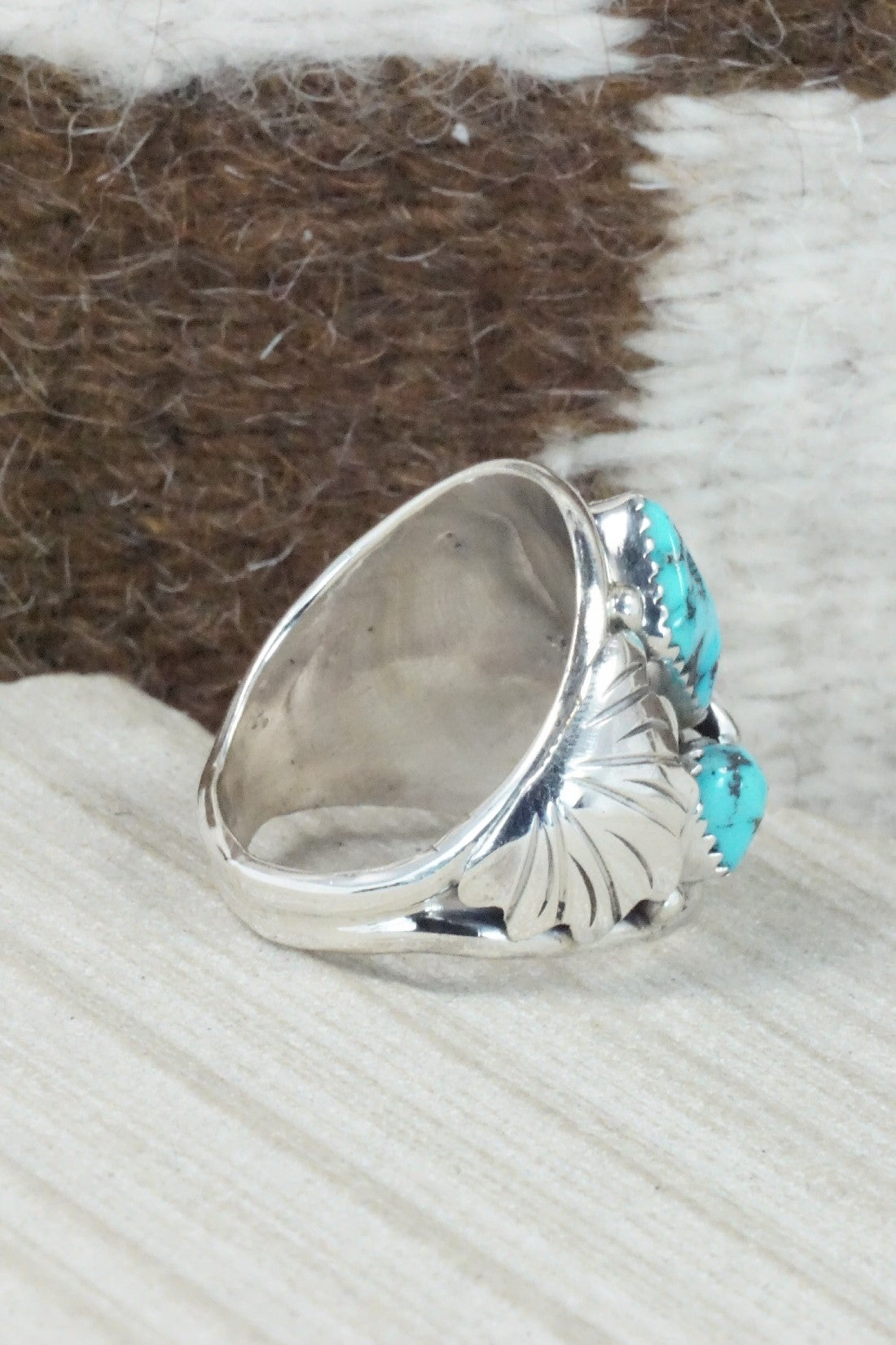 Turquoise & Sterling Silver Ring - Jeannette Saunders - Size 11.75