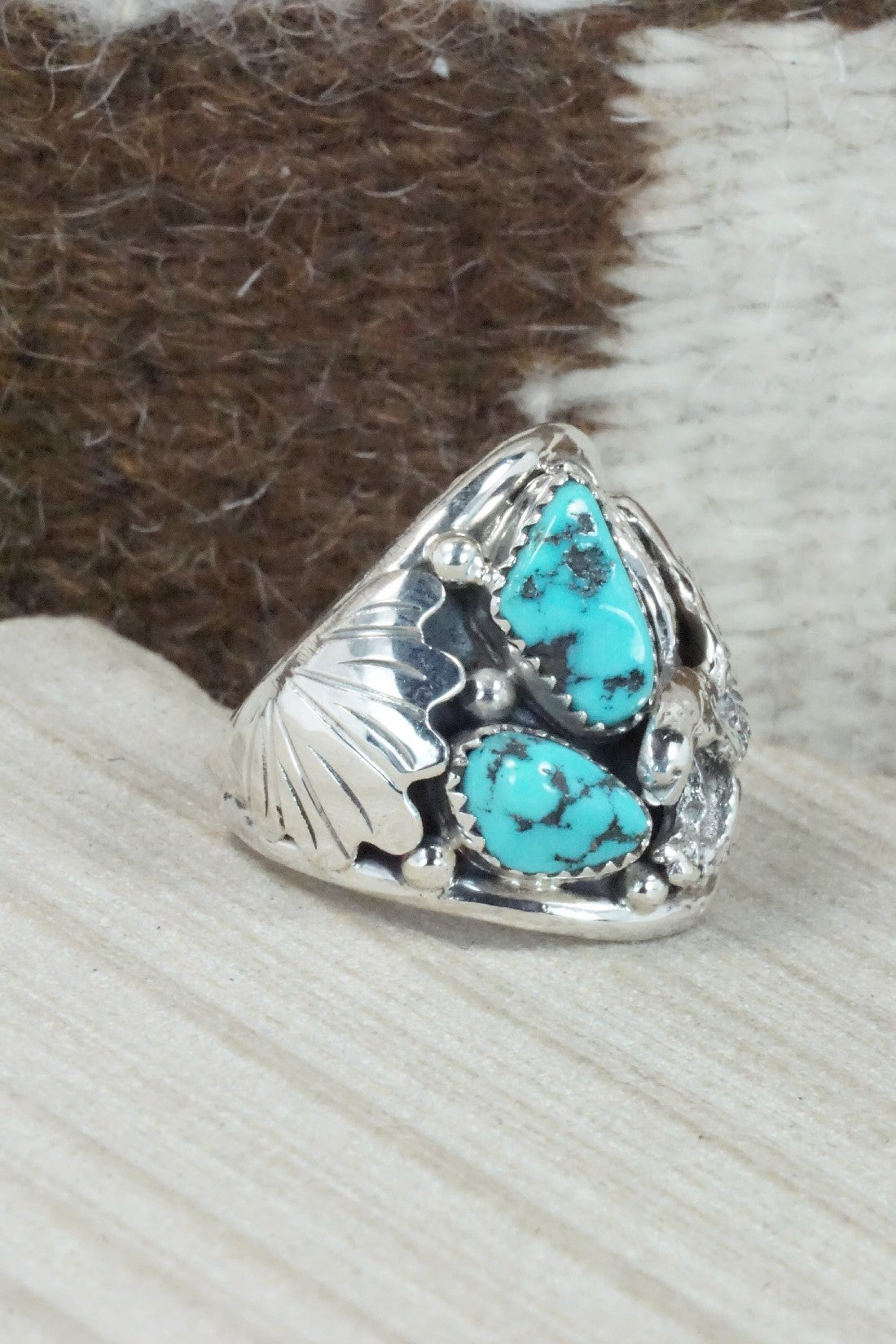 Turquoise & Sterling Silver Ring - Jeannette Saunders - Size 11.75