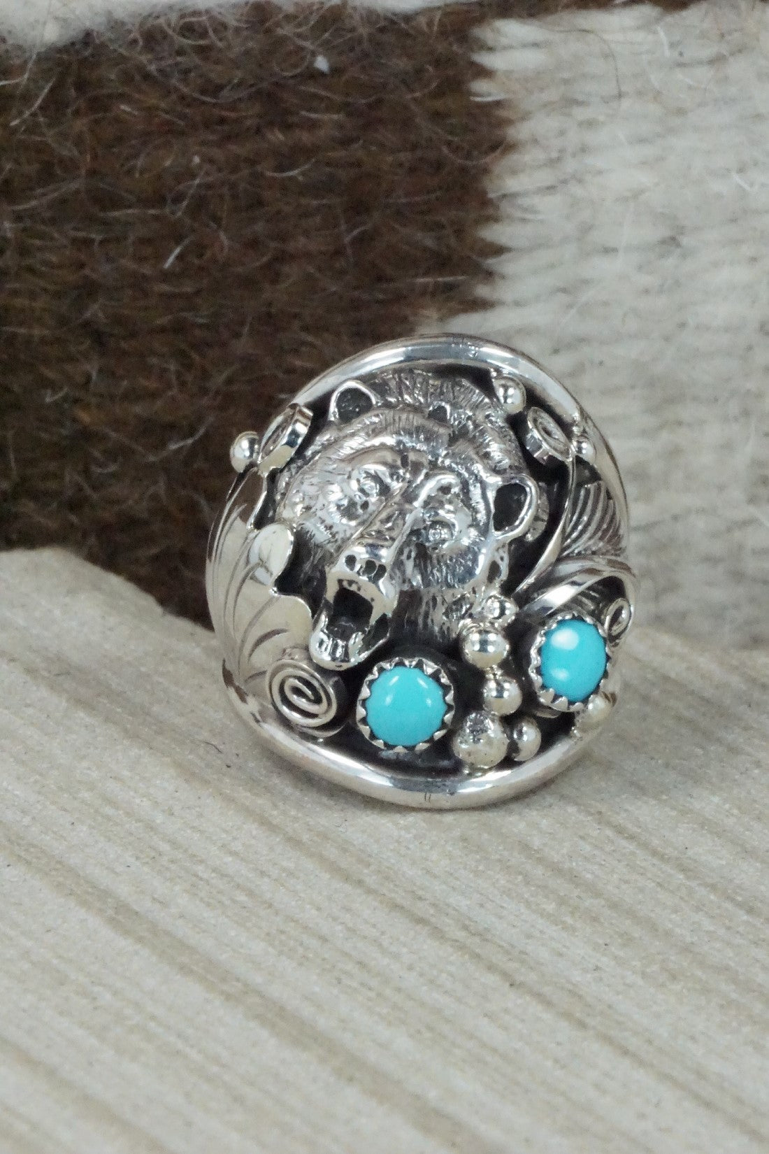 Turquoise & Sterling Silver Ring - Jeannette Saunders - Size 11.75