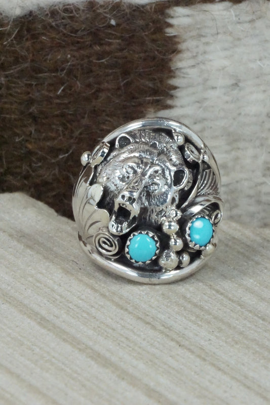 Turquoise & Sterling Silver Ring - Jeannette Saunders - Size 11.75