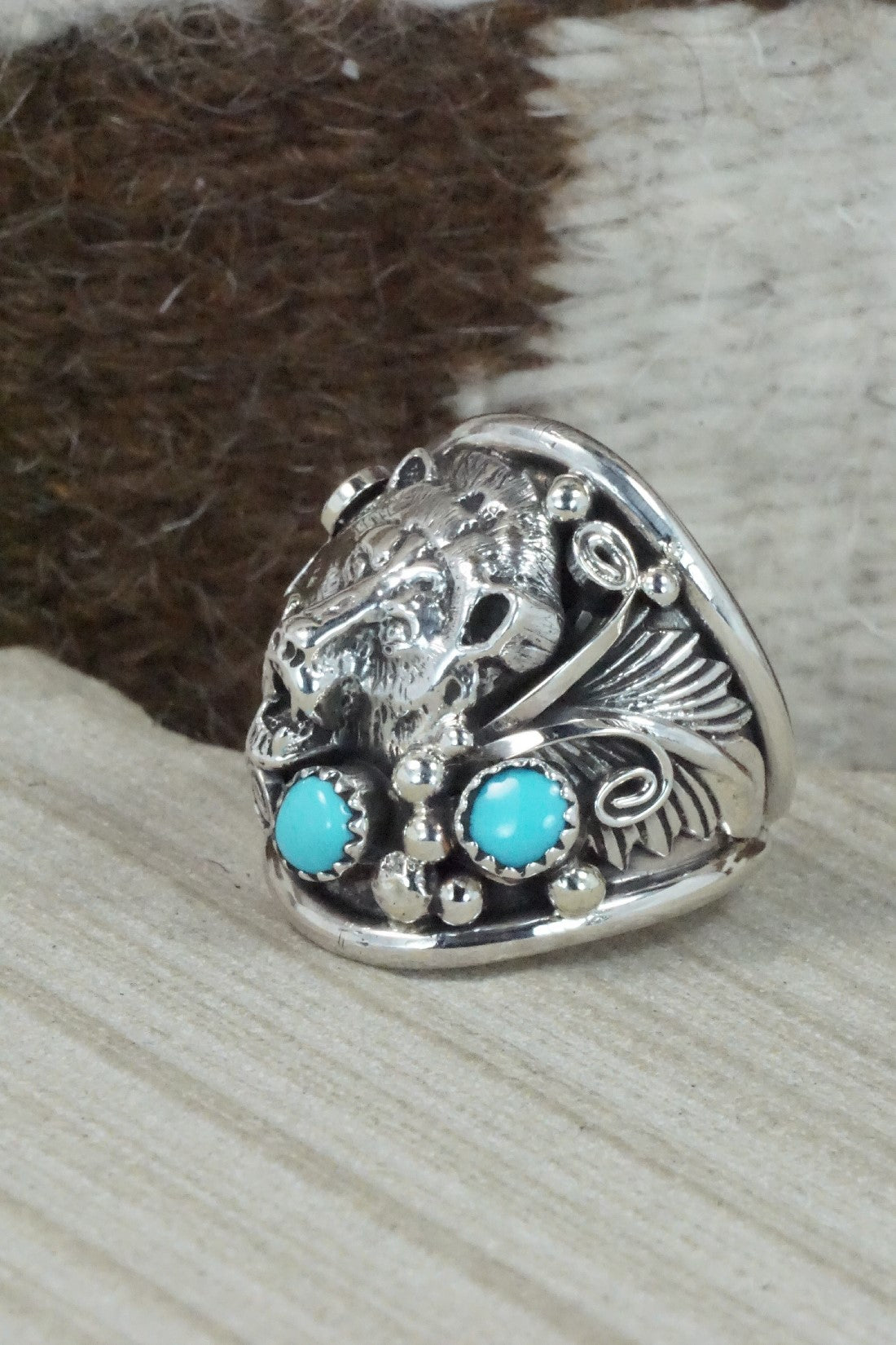 Turquoise & Sterling Silver Ring - Jeannette Saunders - Size 11.75