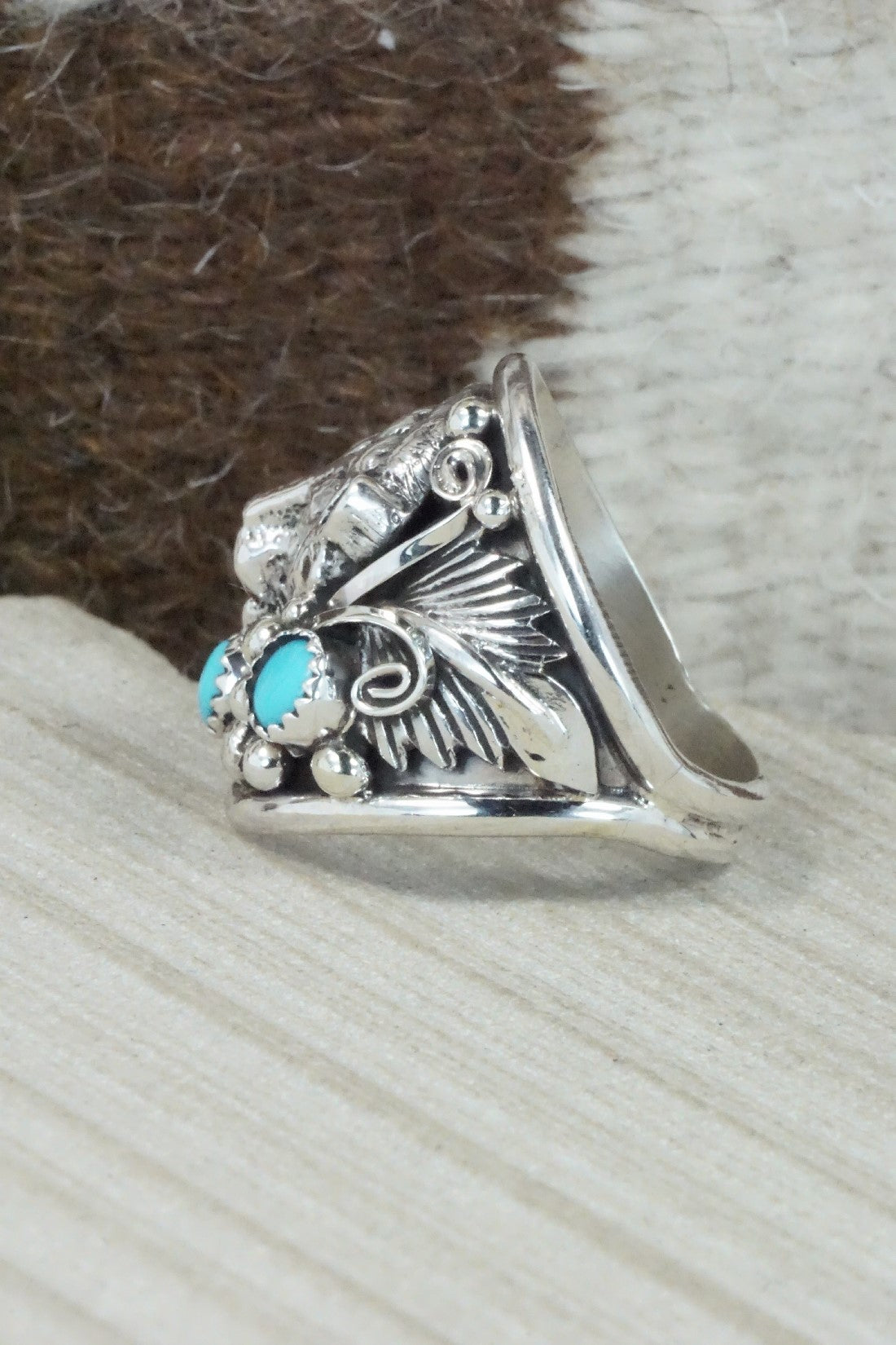 Turquoise & Sterling Silver Ring - Jeannette Saunders - Size 11.75
