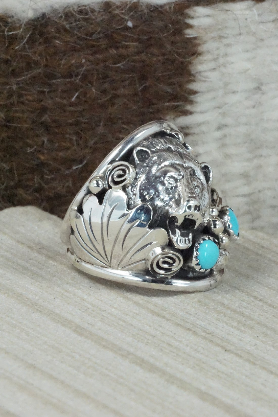 Turquoise & Sterling Silver Ring - Jeannette Saunders - Size 11.75