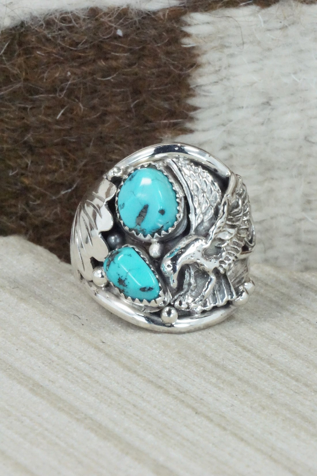 Turquoise & Sterling Silver Ring - Jeannette Saunders - Size 12.25