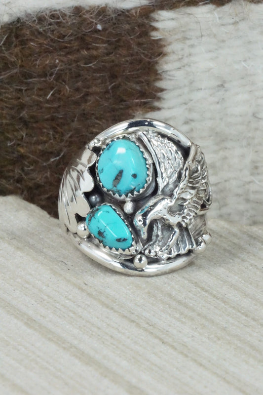 Turquoise & Sterling Silver Ring - Jeannette Saunders - Size 12.25