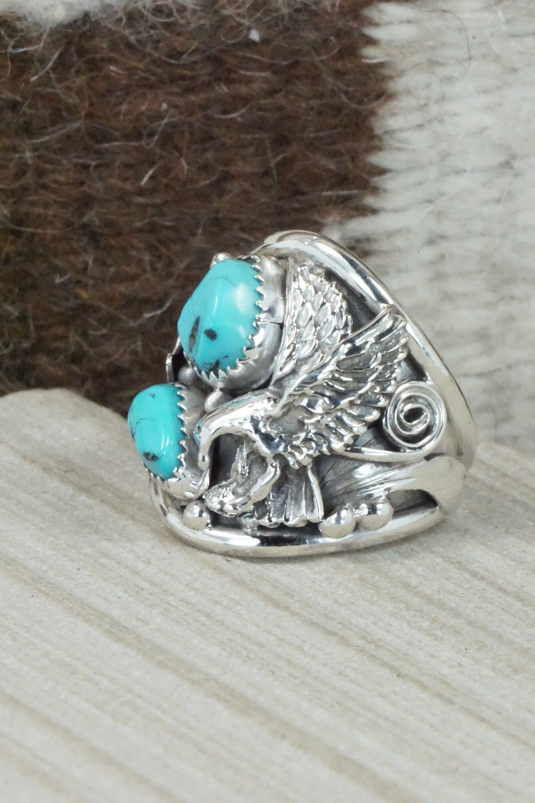 Turquoise & Sterling Silver Ring - Jeannette Saunders - Size 12.25