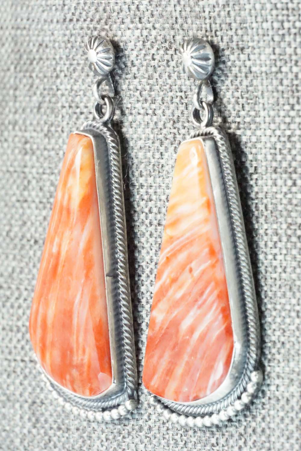 Spiny Oyster & Sterling Silver Earrings - Annie Spencer