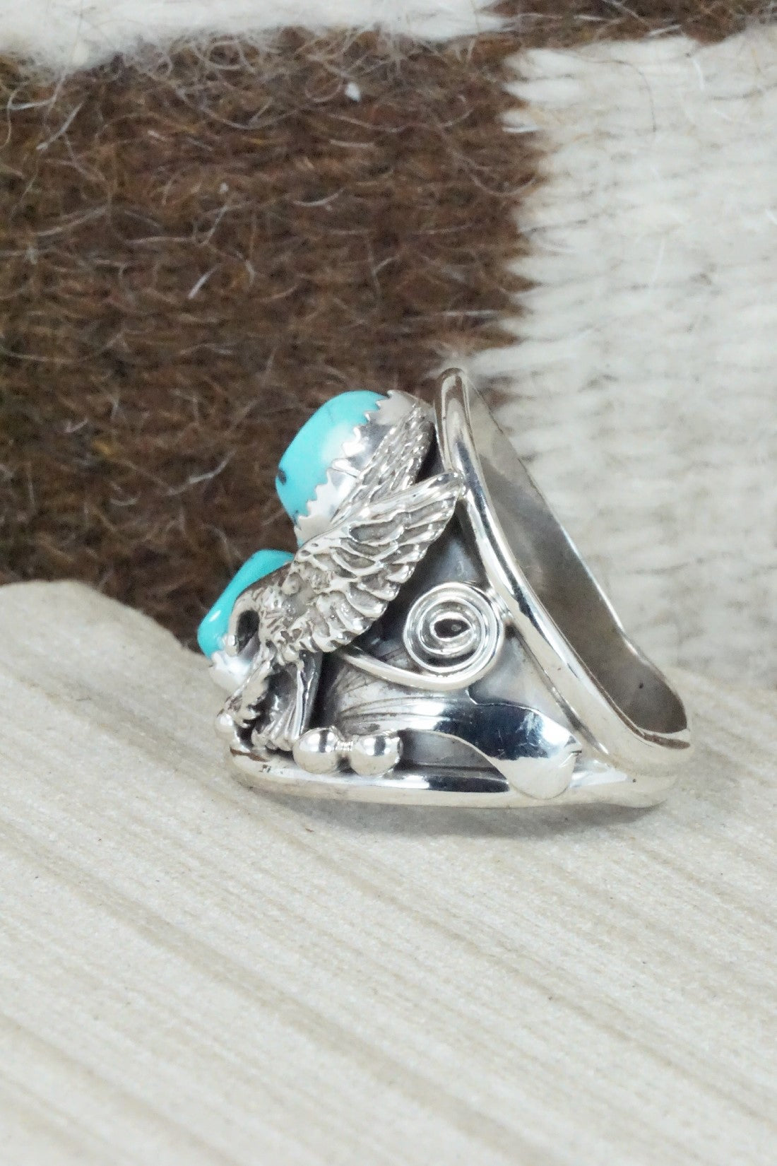 Turquoise & Sterling Silver Ring - Jeannette Saunders - Size 12.25