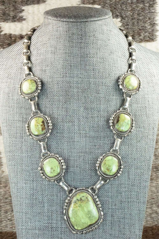 Gaspeite & Sterling Silver Necklace - T. Yazzie