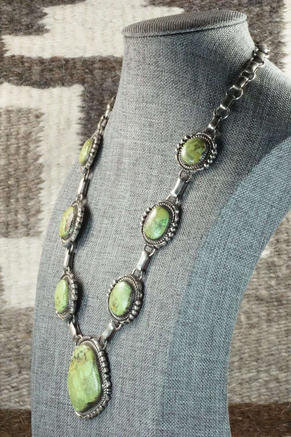 Gaspeite & Sterling Silver Necklace - T. Yazzie