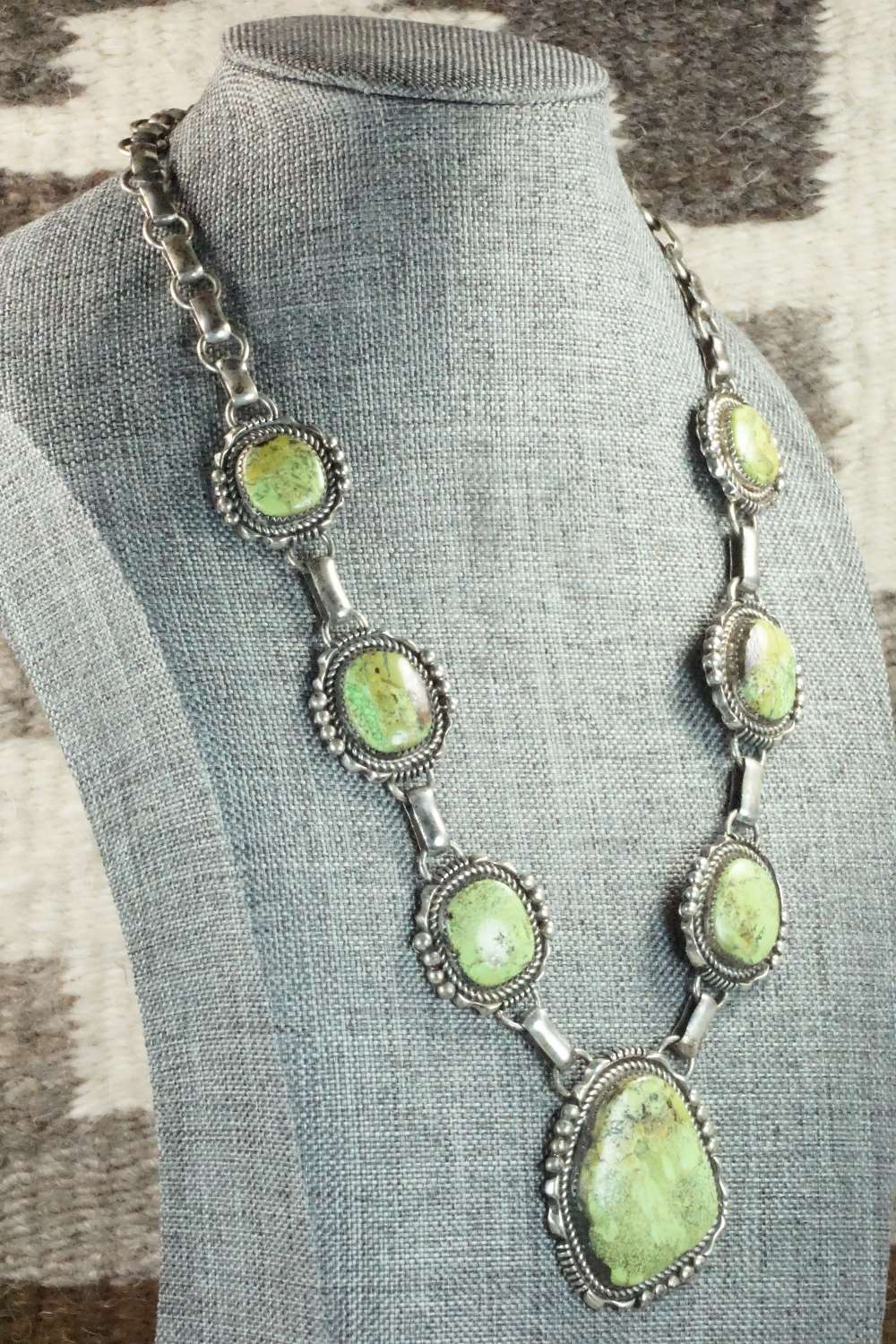 Gaspeite & Sterling Silver Necklace - T. Yazzie