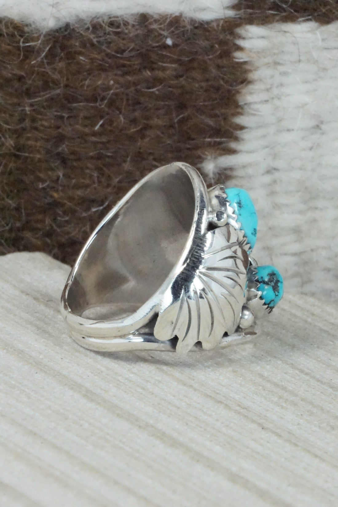 Turquoise & Sterling Silver Ring - Jeannette Saunders - Size 12.25
