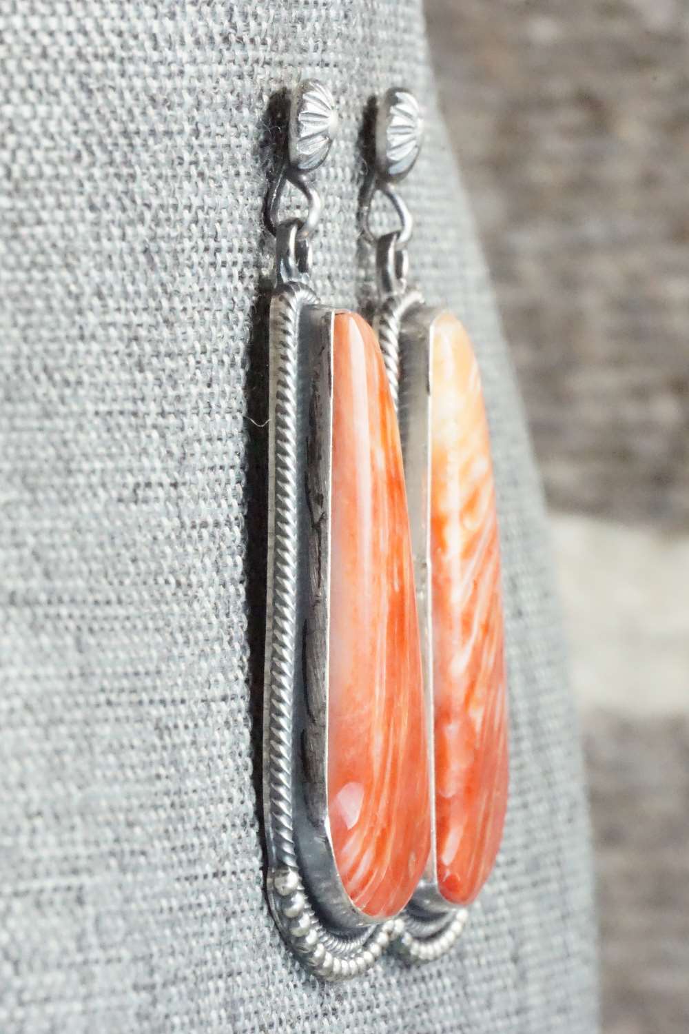 Spiny Oyster & Sterling Silver Earrings - Annie Spencer