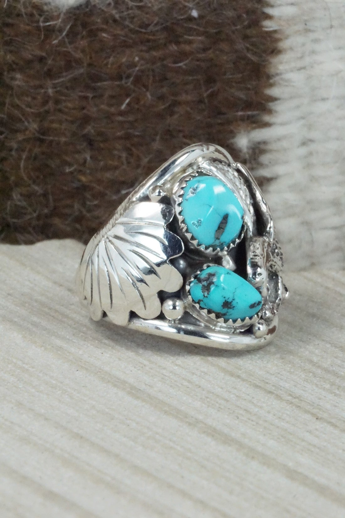 Turquoise & Sterling Silver Ring - Jeannette Saunders - Size 12.25