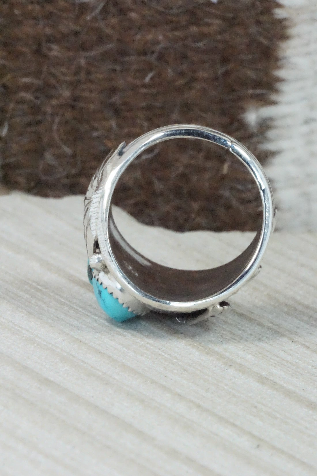 Turquoise & Sterling Silver Ring - Jeannette Saunders - Size 12.25