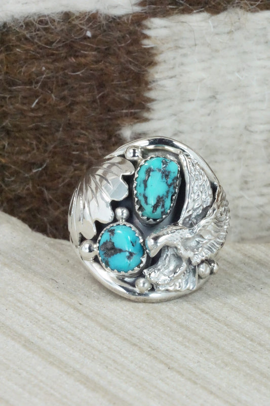 Turquoise & Sterling Silver Ring - Jeannette Saunders - Size 12.75