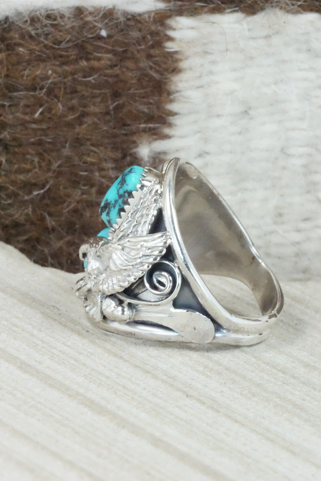 Turquoise & Sterling Silver Ring - Jeannette Saunders - Size 12.75