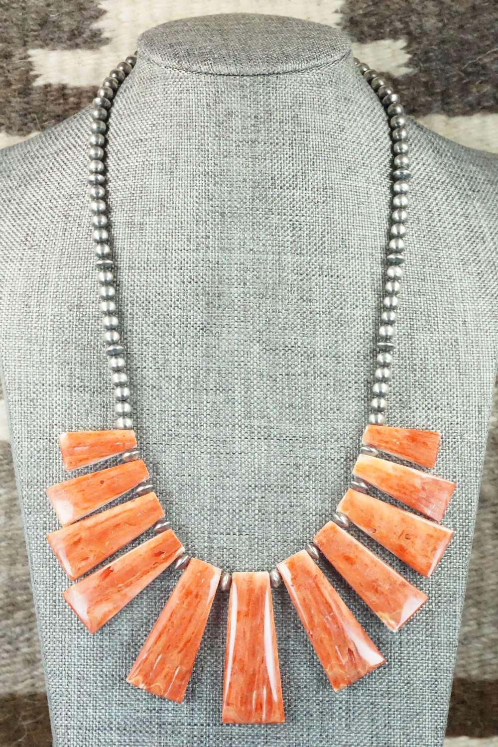Spiny Oyster & Sterling Silver Pearl Necklace - Louise Joe