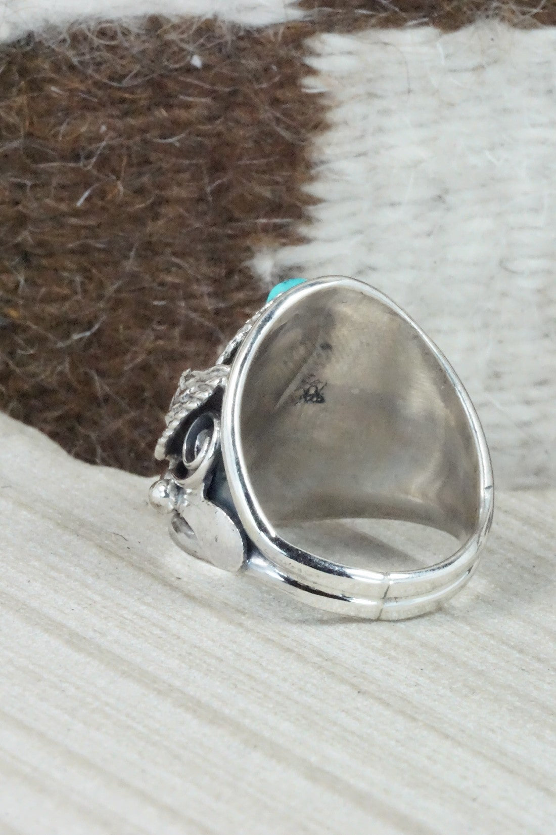 Turquoise & Sterling Silver Ring - Jeannette Saunders - Size 12.75