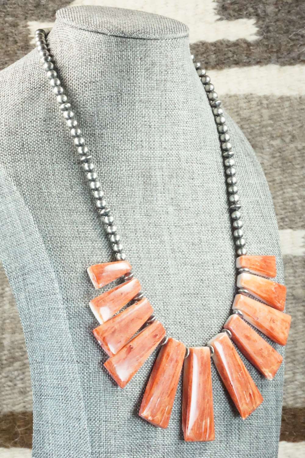Spiny Oyster & Sterling Silver Pearl Necklace - Louise Joe