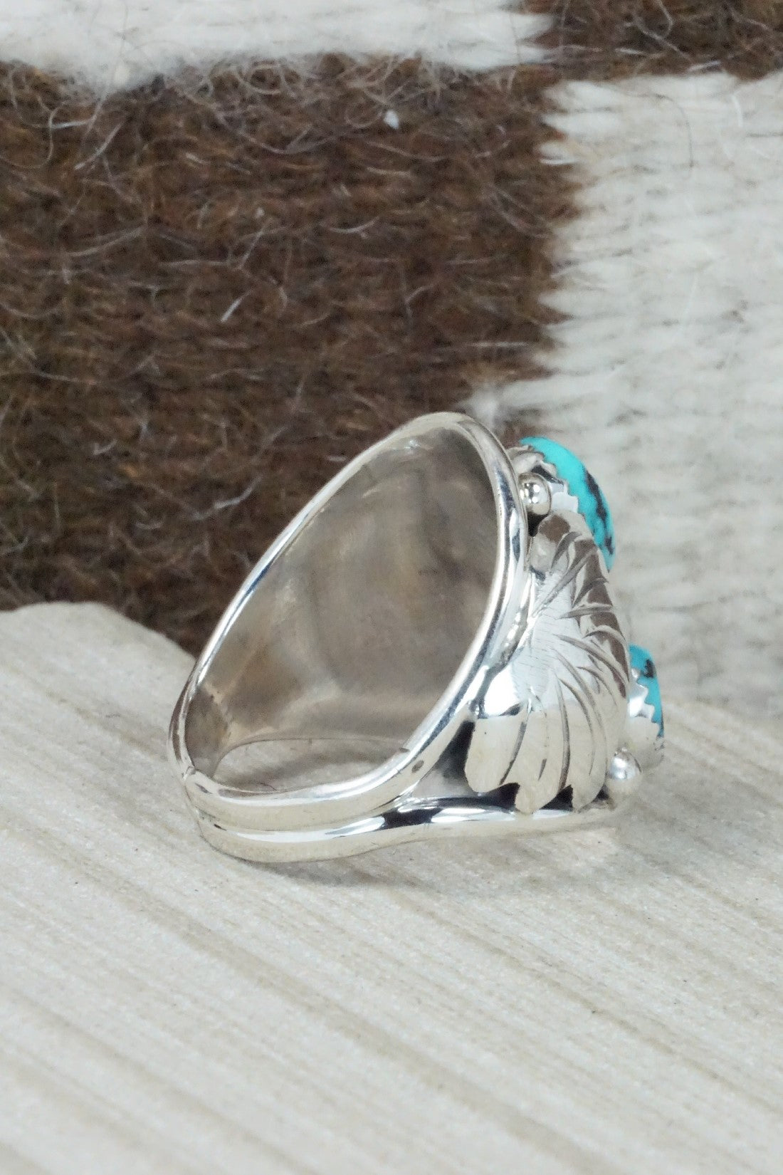 Turquoise & Sterling Silver Ring - Jeannette Saunders - Size 12.75