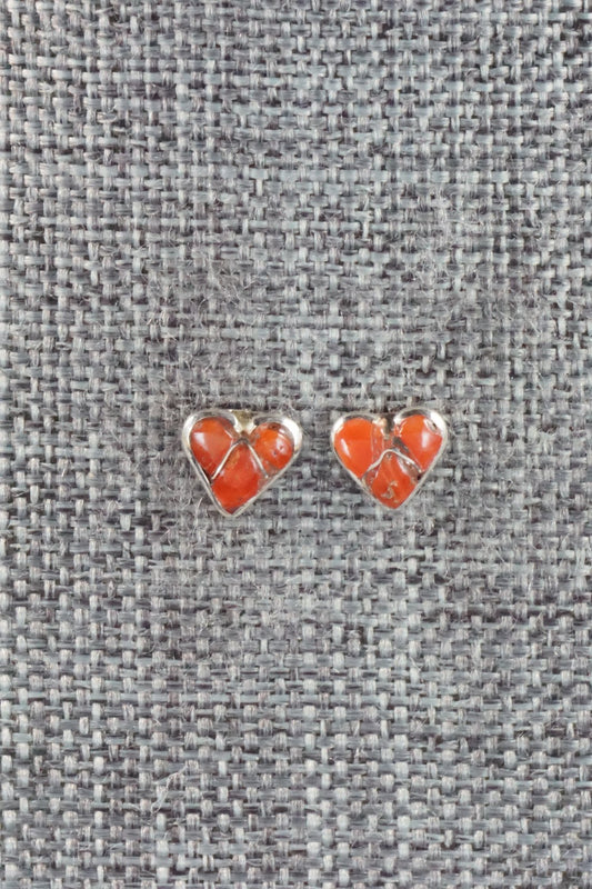 Coral & Sterling Silver Earrings - Jolena Haskie