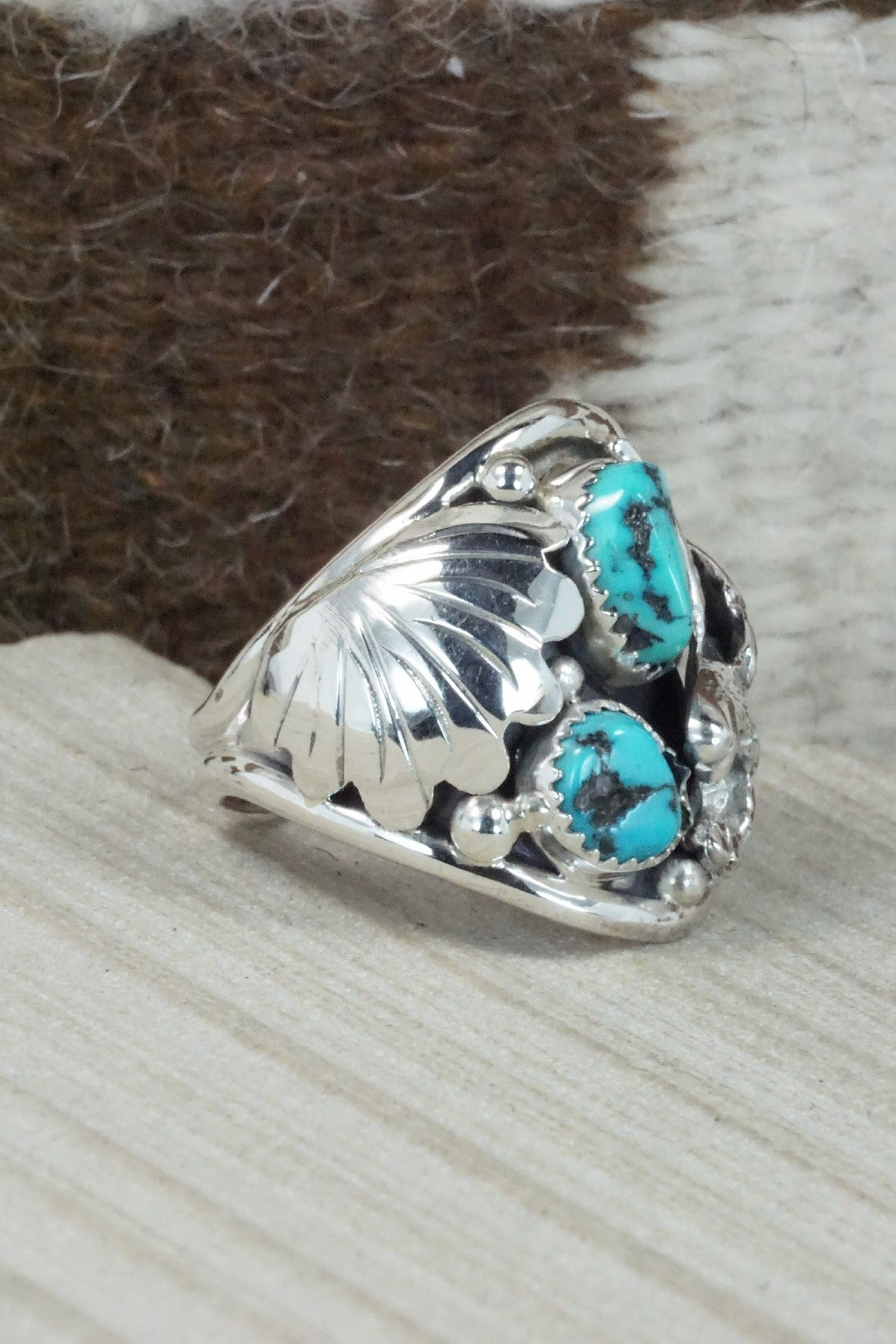 Turquoise & Sterling Silver Ring - Jeannette Saunders - Size 12.75