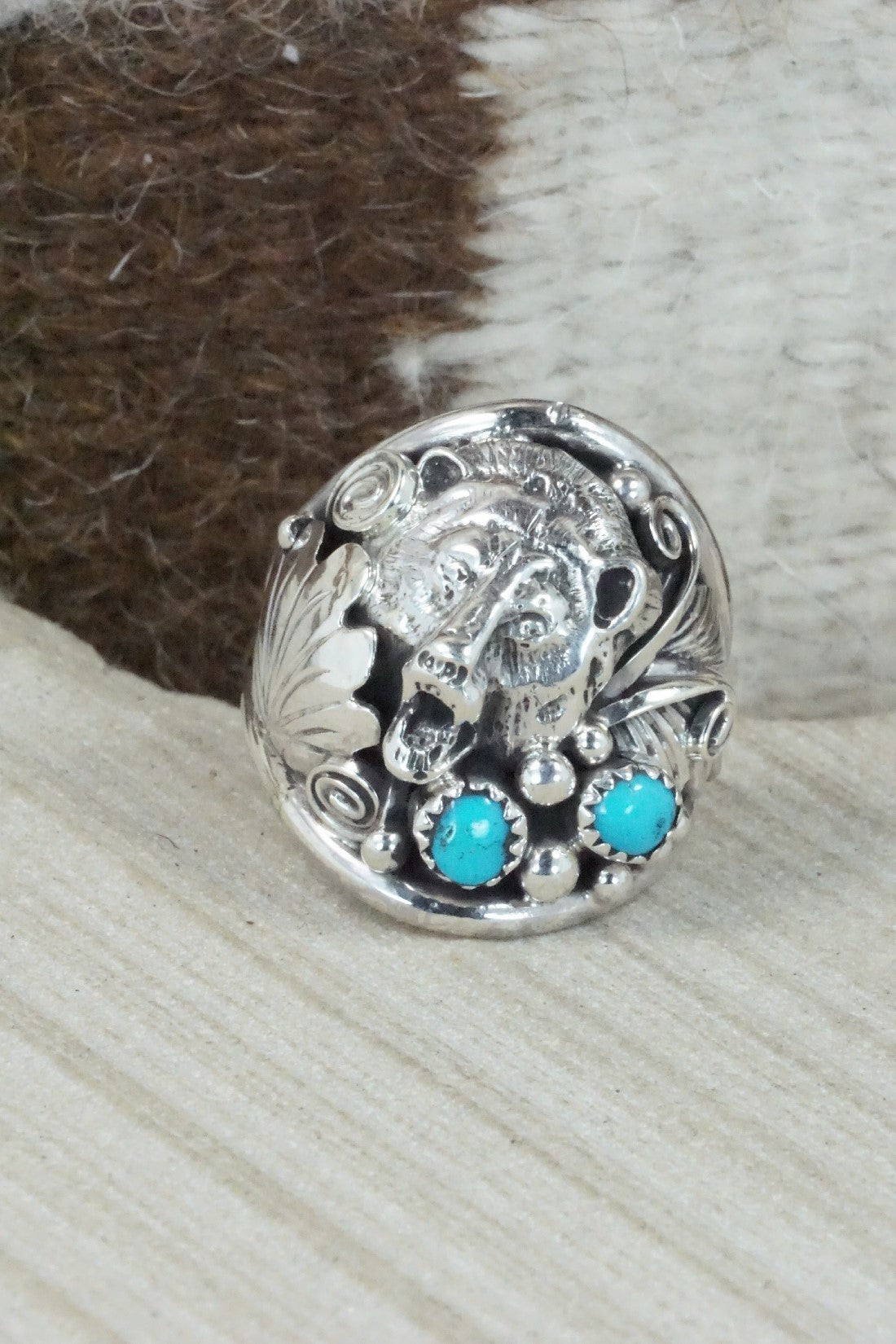 Turquoise & Sterling Silver Ring - Jeannette Saunders - Size 12.75