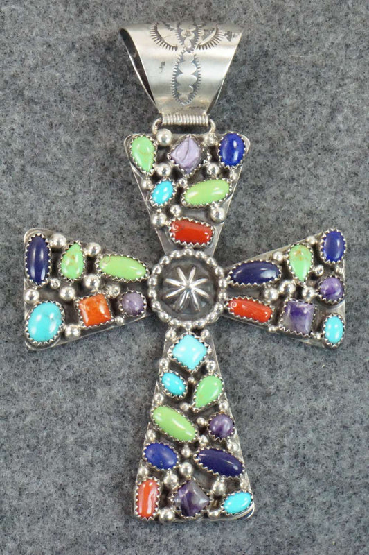 Multi Stone & Sterling Silver Pendant - Navajo