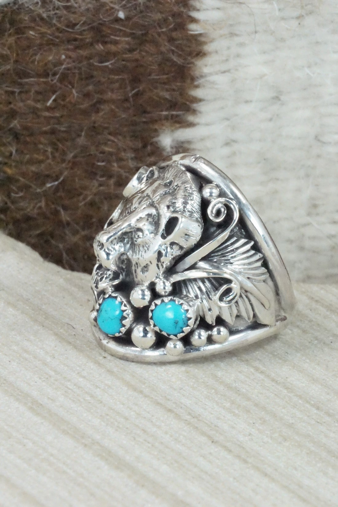 Turquoise & Sterling Silver Ring - Jeannette Saunders - Size 12.75
