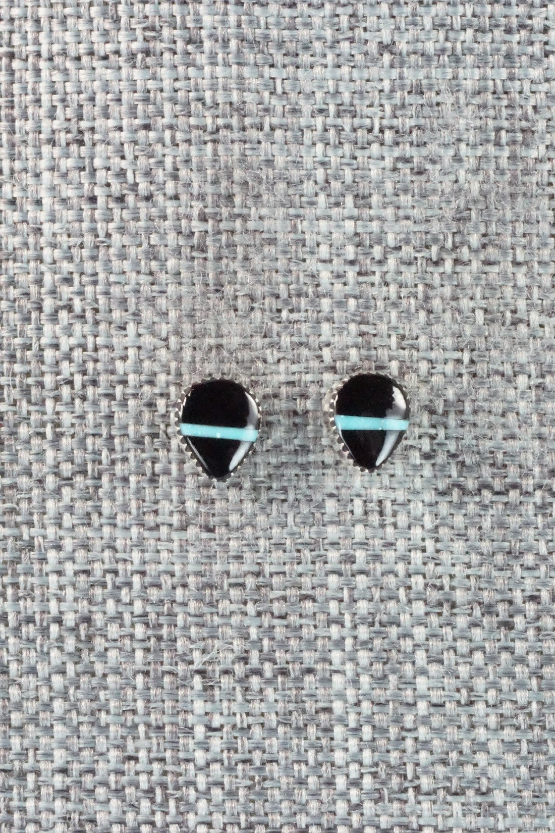 Onyx, Turquoise & Sterling Silver Earrings - Rosaline Bradley