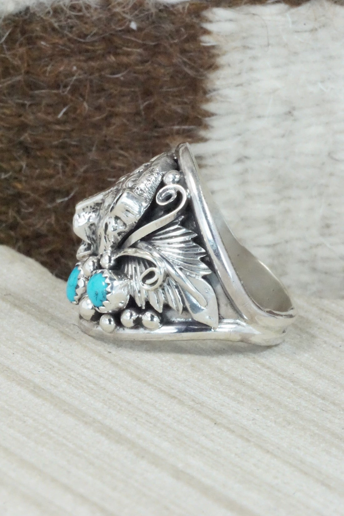 Turquoise & Sterling Silver Ring - Jeannette Saunders - Size 12.75