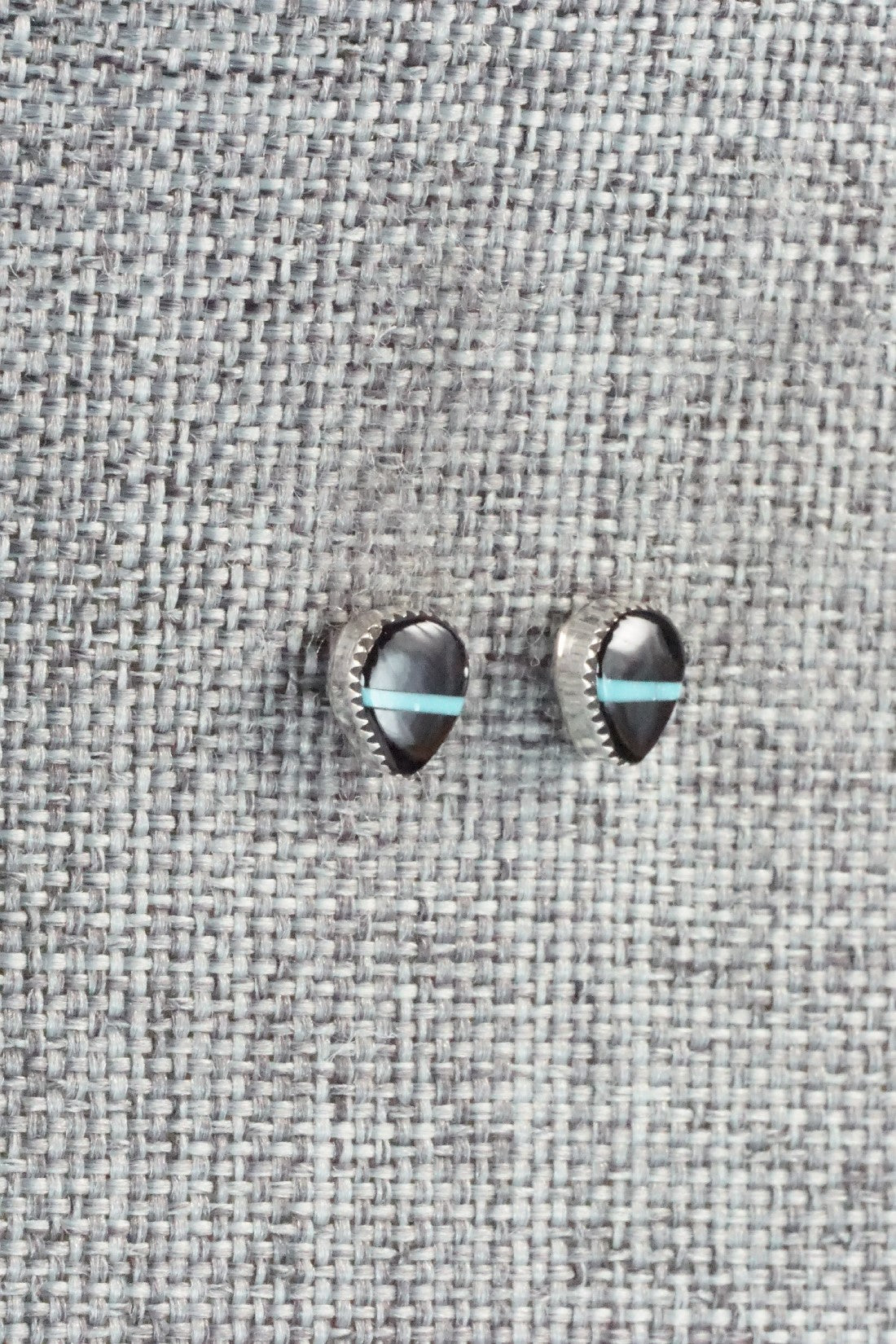 Onyx, Turquoise & Sterling Silver Earrings - Rosaline Bradley