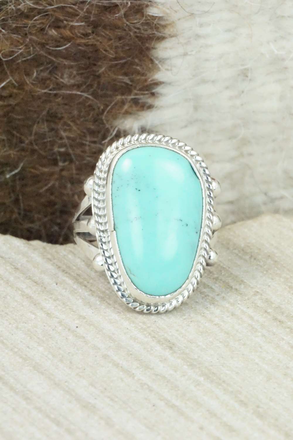 Turquoise & Sterling Silver Ring - Mark Barney - Size 5.75